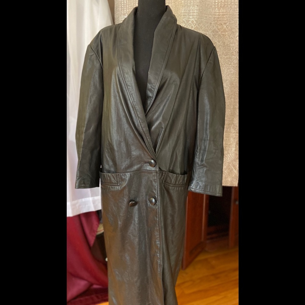 Men’s Full Length Black Leather Coat
